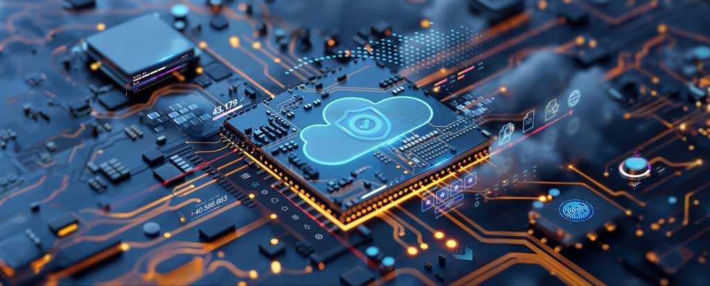 Digital cloud with lock symbolizing secure cloud solutions